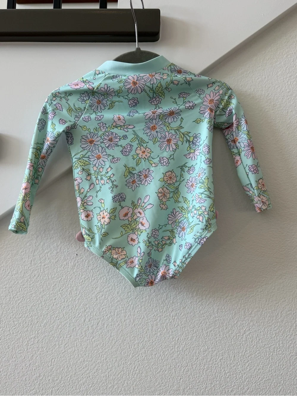 OshKosh B'gosh Mint and Pink Floral Long-Sleeve One-Piece Rashguard